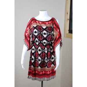 Angie Coral Handkerchief Print Dress - Size Large